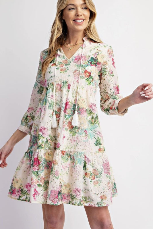 Francis Floral Eyelet Mini Dress - Extended Sizes