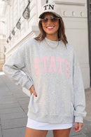 STATE Letter Print Mock Neck Pullover Sweatshirt | S-XL