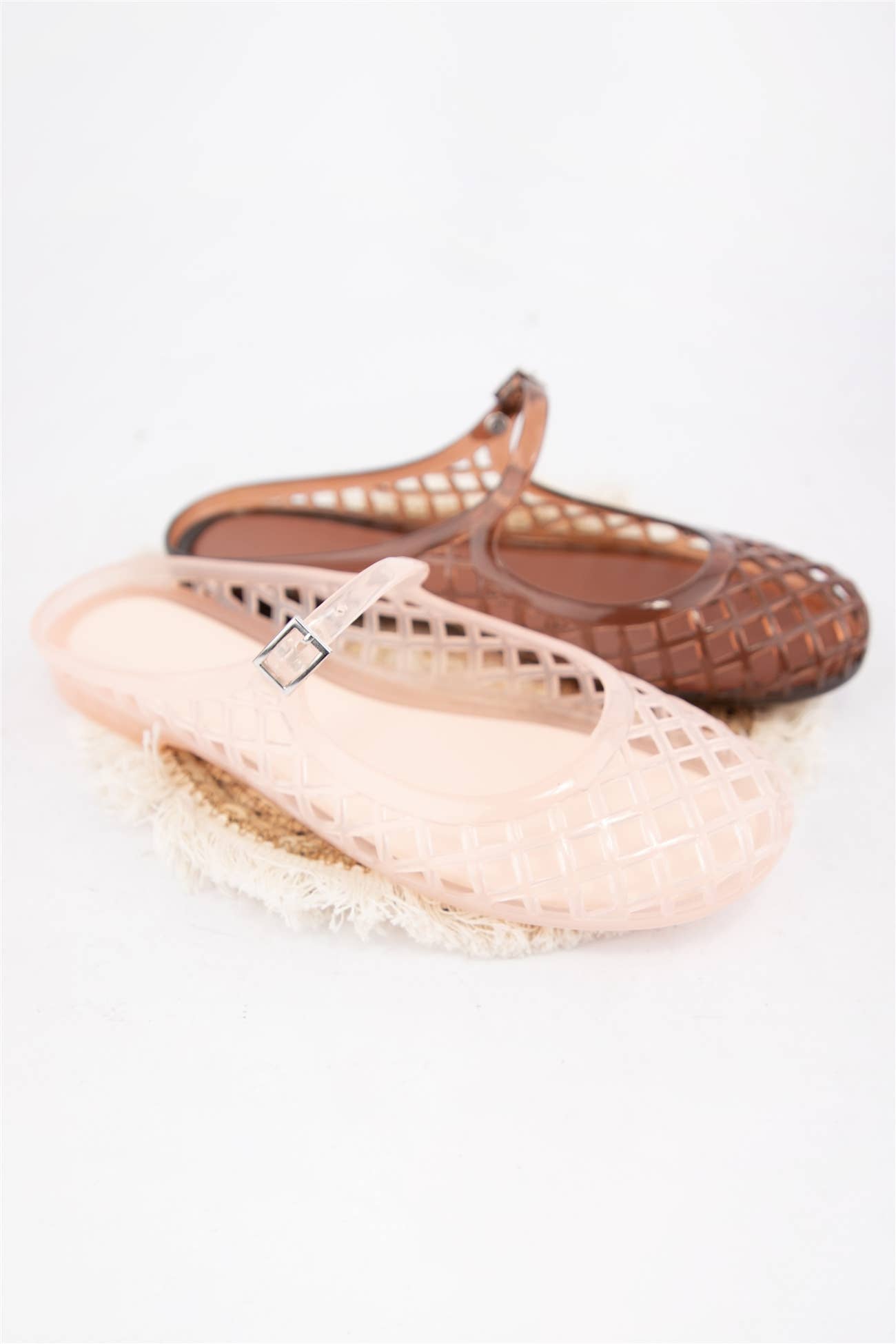 NEMO Jelly Mary Jane Flats Woven Lattice Mesh Shoes