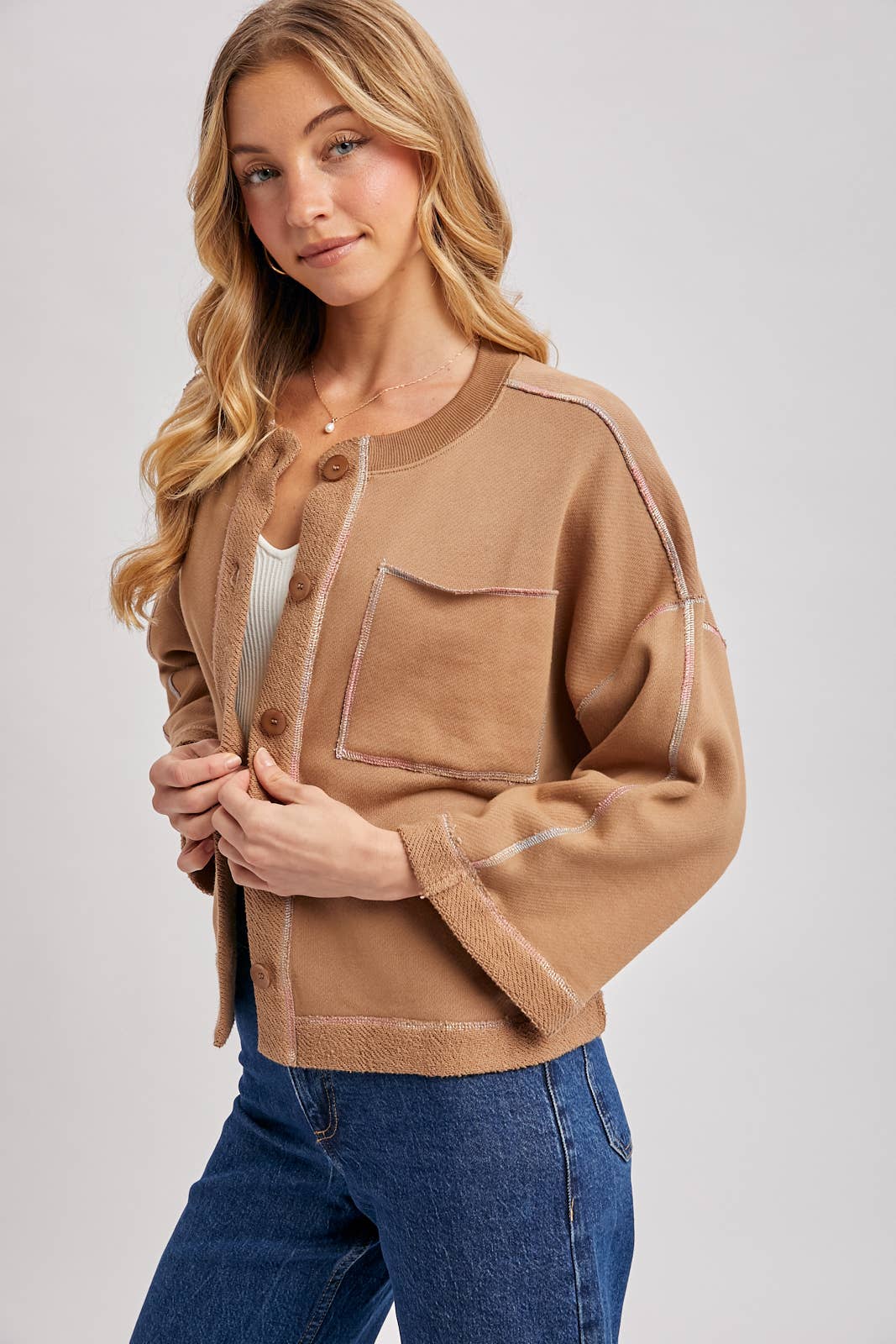 BUTTON DOWN BOXY KNIT CARDIGAN