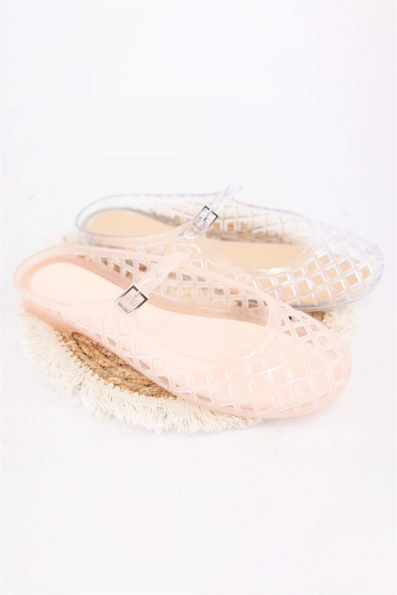 NEMO Jelly Mary Jane Flats Woven Lattice Mesh Shoes
