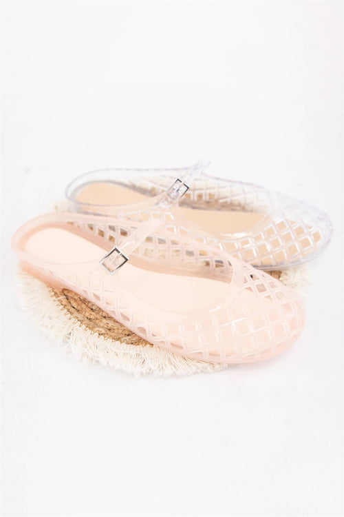 NEMO Jelly Mary Jane Flats Woven Lattice Mesh Shoes