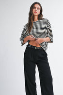 8649HN Oversized Stripe Boyfriend Tee