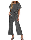 Striped Batwing Sleeve Top & Wide Leg Pants Set