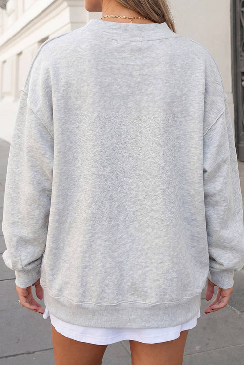 STATE Letter Print Mock Neck Pullover Sweatshirt | S-XL