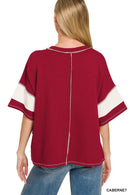 French Terry Color Block Exposed Seam Top - Zenana