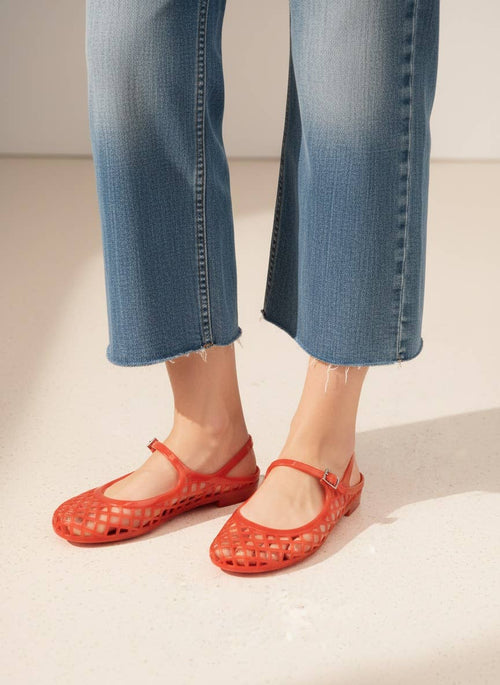 NEMO Jelly Mary Jane Flats Woven Lattice Mesh Shoes