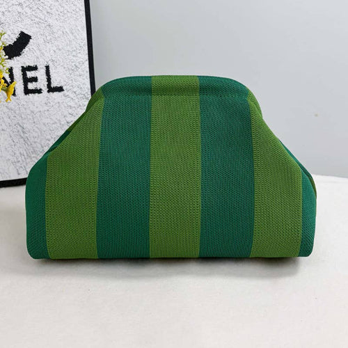 Compact Urban Chic Stripe Design Clutch Bag Makeup Pouch