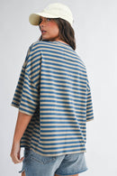 8649HN Oversized Stripe Boyfriend Tee