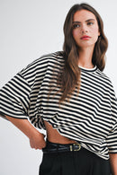8649HN Oversized Stripe Boyfriend Tee