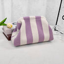 Compact Urban Chic Stripe Design Clutch Bag Makeup Pouch